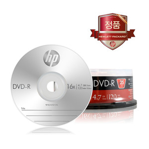[] DVD-R (HP) 4.7GB 120MIN 케이크통-25장 / DVD-R 16X / DVD-R / 공DVD /한번만기록가능